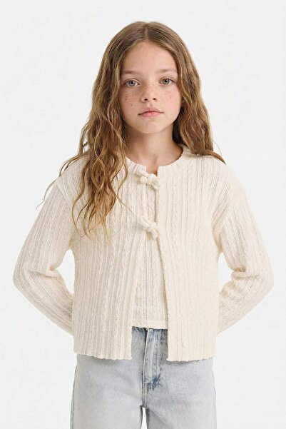 DeFacto Girl's 2-Piece Set Ribbed Cardigan Undershirt G4700A825Wn