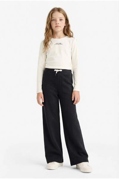 DeFacto Girl's Wide Leg Cotton Elastic Waist Wide Leg Sweatpants D0743A824Au