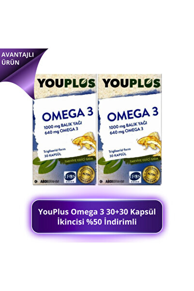 Youplus Omega 3 30+30 Kapsül - İkincisi %50