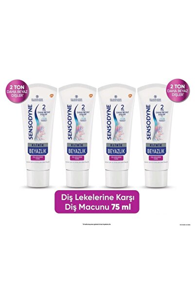 Sensodyne Diş Macunu Klinik Beyazlık Diş Lekesi 75 ml x 4 ADET