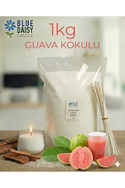 BlueDaisyCandle 1 Kg BEYAZ GUAVA kokulu Inci Tozu Mum ( 25 Adet 20 Cm Fitil I...