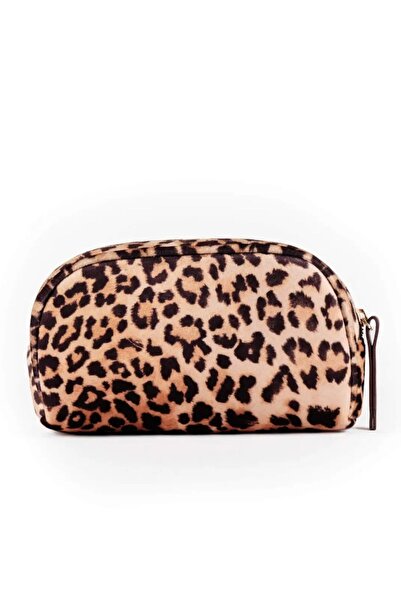 Ecrou Velvet Leopard Makeup Bag