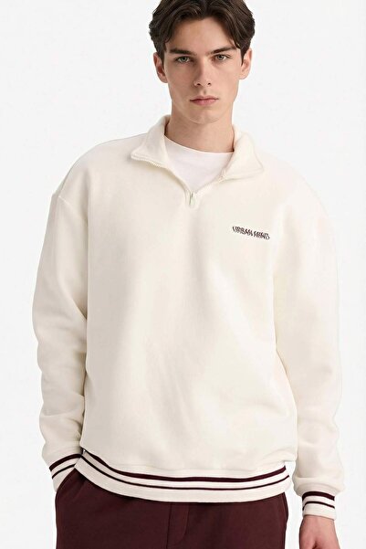 DeFacto Boxy Fit Dik Yaka Yarım Fermuarlı Baskılı Sweatshirt G6476AX25WN