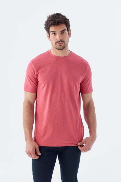 Jakamen Dusty Rose Slim Fit Crew Neck T-Shirt