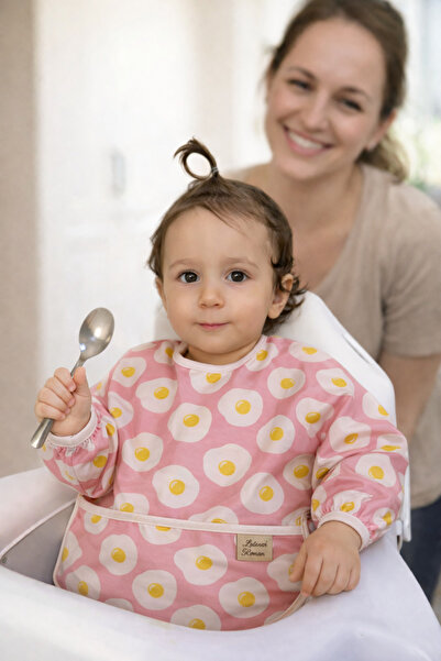 Lulunun Renkleri مريلة طعام للأطفال بأكمام طويلة مقاومة للماء - سهلة التنظيف،...