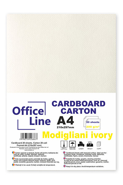 Libra Carton texturat A4, 210 x 297 mm, 200 g/m², Modigliani Ivory