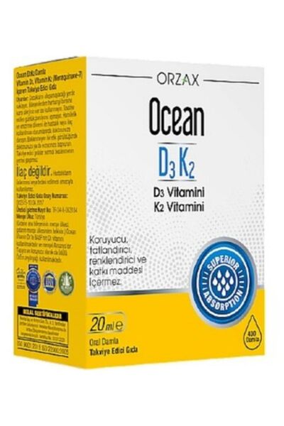 Ocean Orzax Ocean D3K2 Vitamin Damla 20 ml (Glutensiz)