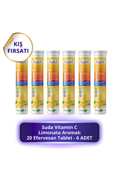 suda Vitamin C Limonata Aromalı 20 Efervesan Tablet - 6 ADET