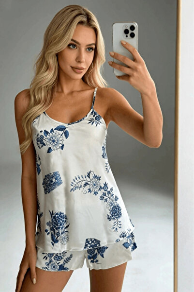 gc gece incisi Set pantaloni scurți din satin cu modele florale