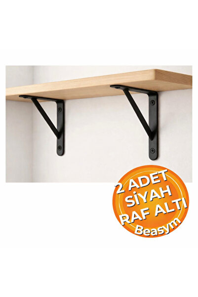 Beasym Raf Altı Dekoratif Raf Tutucu Ayak Ferforje Siyah 11X15 cm 2 Adet
