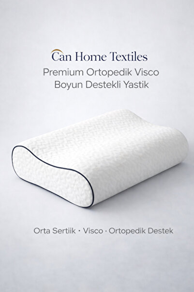 Can Home Textiles Ortopedik Visco Çift Boyun Destekli Yastık Doğal Viskon Kıl...