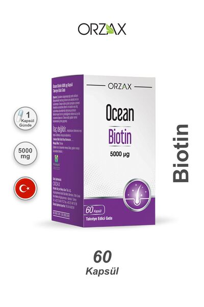 Orzax Ocean Biotin Takviye Edici Gıda 60 Kapsül