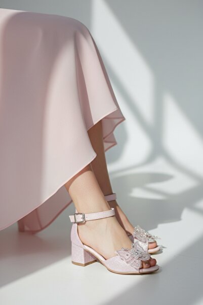 PATİK BEBE Kız Çocuk Topuklu Kelebekli Simli Abiye Ayakkabı