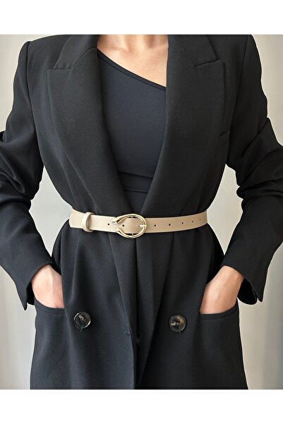 LİA KEMER Impress Half Ring Patterned Women's Gold Buckle Belt Jacket Belt Dr...