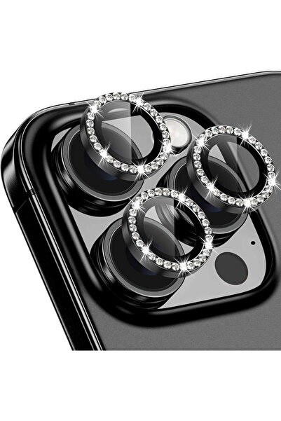Joyroom İphone 16 Pro Max și 16 Pro Uyumlu Tașlı Kamera Koruyucu Premium Görü...