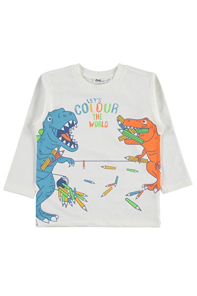 Civil Boys Colour Dinazor Baskılı 2-5 Yaş Sweatshirt - Ekru 2-3 Yaş
