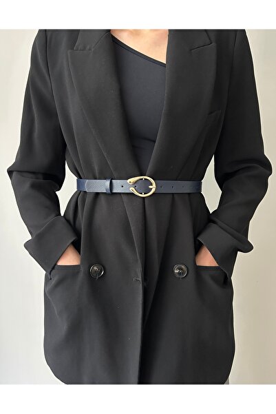 LİA KEMER Impress Half Ring Patterned Women's Gold Buckle Belt Jacket Belt Dr...