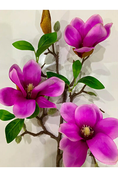 Madame Nazar Üstün Kalite Gerçekçi Manolya Yapay Çiçek–1 Dal-55cm-(Mor) Solma...