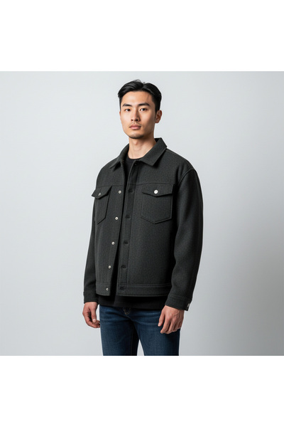 Jack & Jones Jack&Jones Ridgewood Melange Overshirt Erkek Siyah Ceket