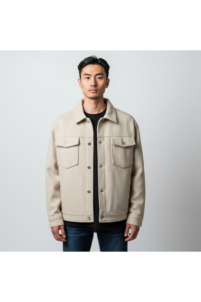 Jack & Jones Jack&Jones Ridgewood Melange Overshirt Erkek Bej Ceket