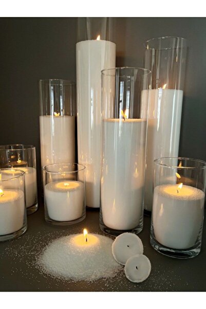 BlueDaisyCandle 1 Kg BEYAZ GUAVA kokulu Inci Tozu Mum ( 25 Adet 20 Cm Fitil Ile ) Toz Mum , Kum Mum , Kokulu Mum