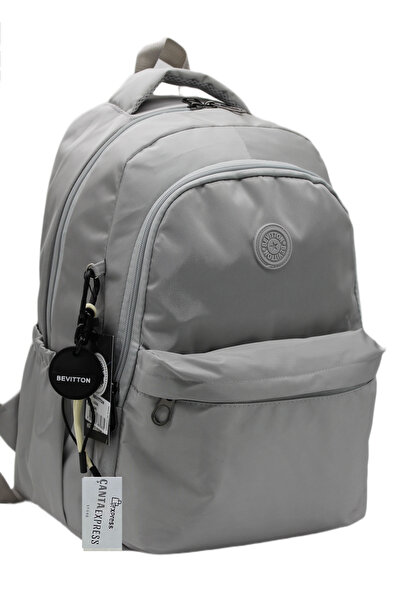 Bevitton حقيبة ظهر مدرسية من القماش المقاوم للماء باللون الرمادي 2200 للجنسين