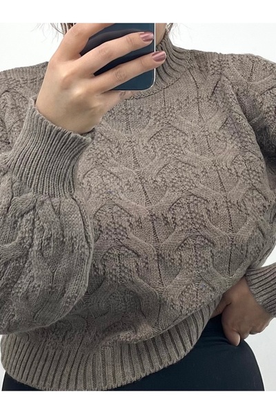 NİSUM MODA Braided Turtleneck Knitwear Sweater