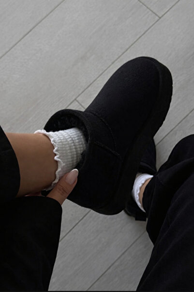 POTEEN Dora Дамски черни ботуши от велур за зимата, удобни, с плоска подметка...