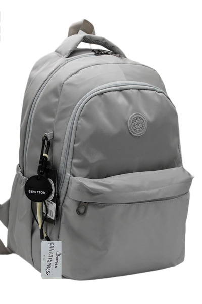 Bevitton حقيبة ظهر مدرسية رمادية مقاومة للماء للجنسين حقيبة مدرسية 2200