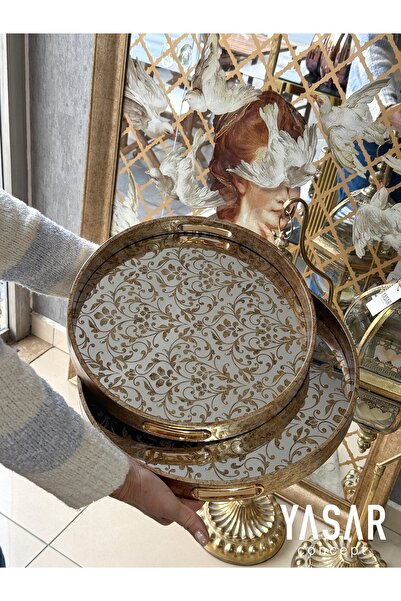 YASAR CONCEPT Florenza Mirrored Tray Set