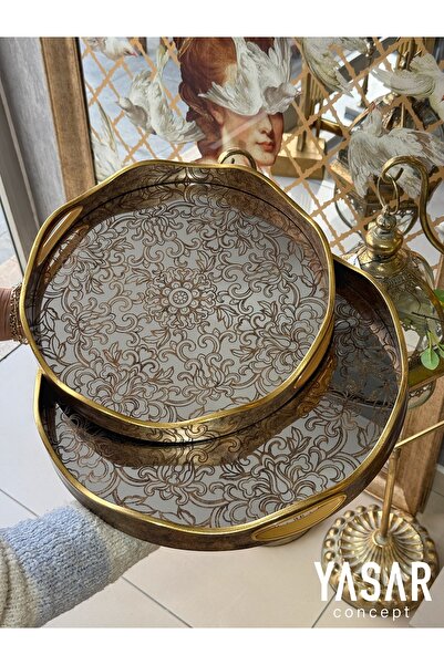 YASAR CONCEPT Ornella Mirrored Tray Set