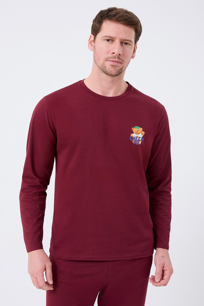 TURAY Rodfrey Linden 100% Cotton Long Sleeve Men's Burgundy Pajama Set