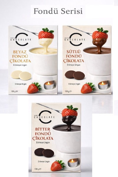 DEEMBRO Fondü Çikolatası Sütlü Bitter Ve Beyaz Toplam 300 Gr Kuvertür Pul Çik...