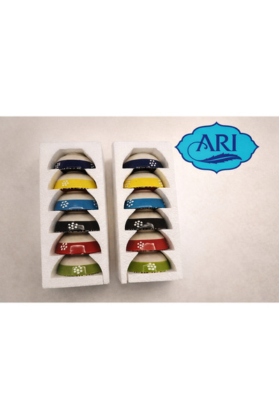 CK Store 12 قطعة 8 سم وعاء سيراميك مصنوع يدويًا نموذج بلاط منقوش