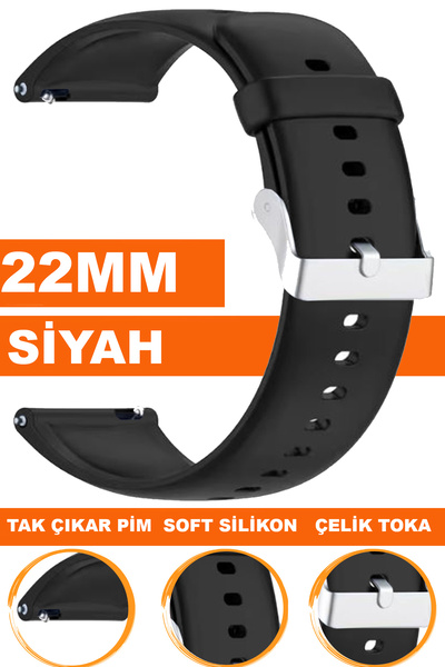 COBRA Xiaomi Mi Watch S1-S2 Yuvarlak Kasa Uyumlu 22mm Silikon Saat Kordonu Ka...