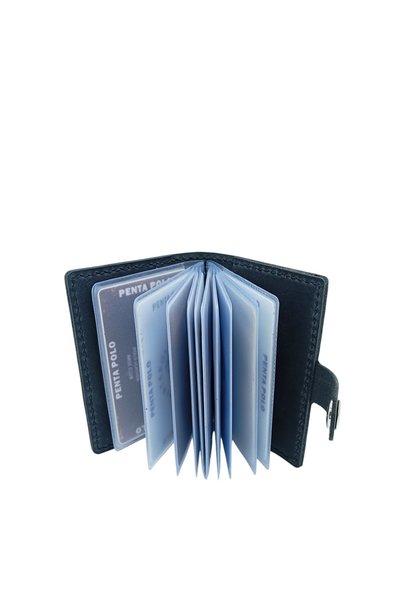CRONDER Portofel pentru carduri din piele naturală pentru bărbați și femei - Cu buzunar transparent - Lucrat manual