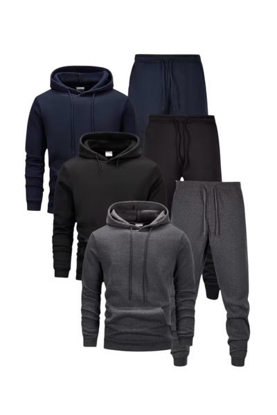 SAAT TEKSTİL Κατάλληλο για καθημερινή χρήση, Unisex σετ φόρμας με κουκούλα (3...