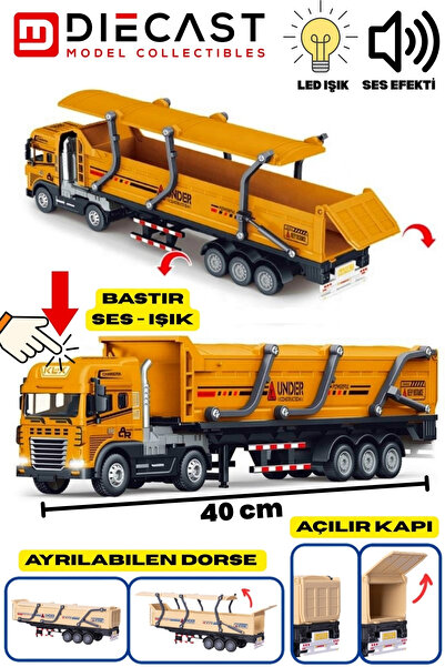 YILDIRIM OYUNCAK Die Cast Sesli Işıklı Sürtmeli Kapısı Açılan Dorsesi Ayrılan...