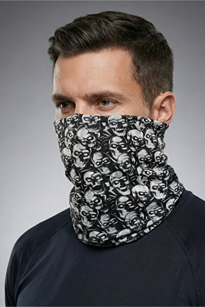 Osha Aksesuar Black Skull Printed Buff