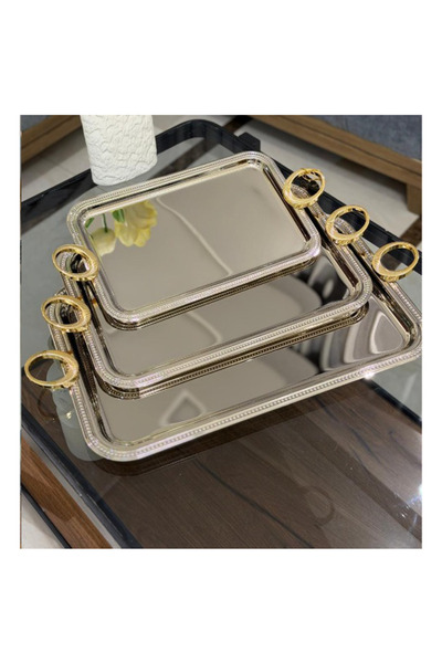 VALUE صينيه تقديمات 3 أحجام `ذهبي