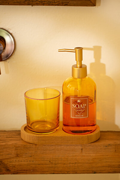 Rakle Vina wooden stand bathroom set amber 420 cc