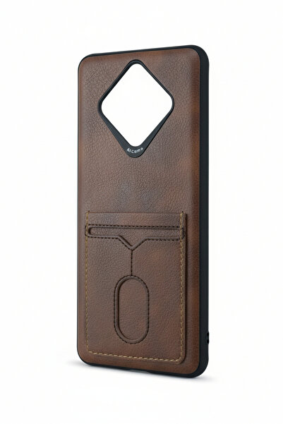 batuteknoloji İnfinix Zero 8 Deri Görünüm Kartlıklı Silikon Kılıf