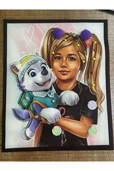 Gönülden Tasarım 24X19 CM 3 DIMENSIUNI Mărgele și Piatră Broderie FETĂ ȘI CĂț...