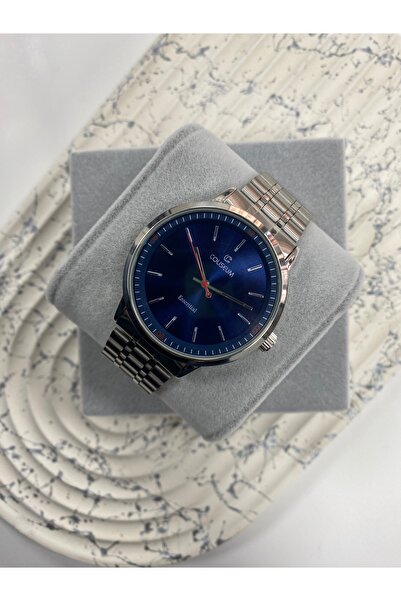 Coliseum Classic Model Round Inside Navy Blue Silver Men's Wrist Watch