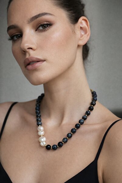 Solare Accessories Gerçek İnci & Doğal Yeşim Taşı Tasarım Kolye