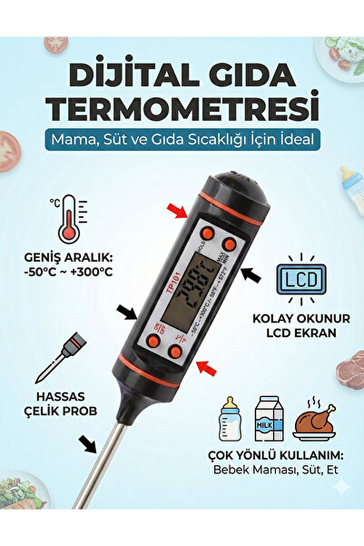 LOVYCO Mama Sıcaklık Ölçüm Süt Isı Ölçer Gıda Derece Ölçer Termometre Dijital...