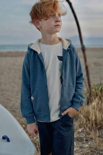 Cigit Кардиган с качулка и цип 1-14 години индиго синьо