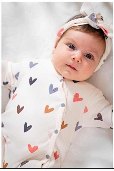 by bubbles %100 Pamuklu Kız Bebek Tulum (kalpli)