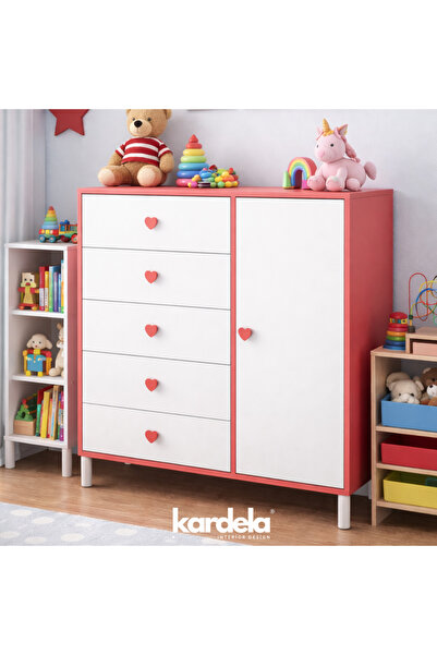 Kardelahome Kardela %100 Mdf Yetişkin Ve Bebek Odası Çocuk Şifonyer 5 Çekmece...