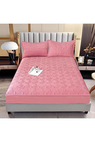 Truva Grup Husă de Pat din Catifea Tip Topper 140x200 cm + 2 Fețe de Pernă – ...